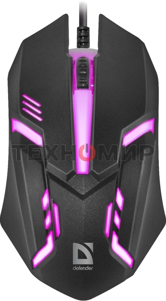 Мышь проводная Defender Cyber MB-560L черный, 1200 dpi, USB, кнопки - 3
