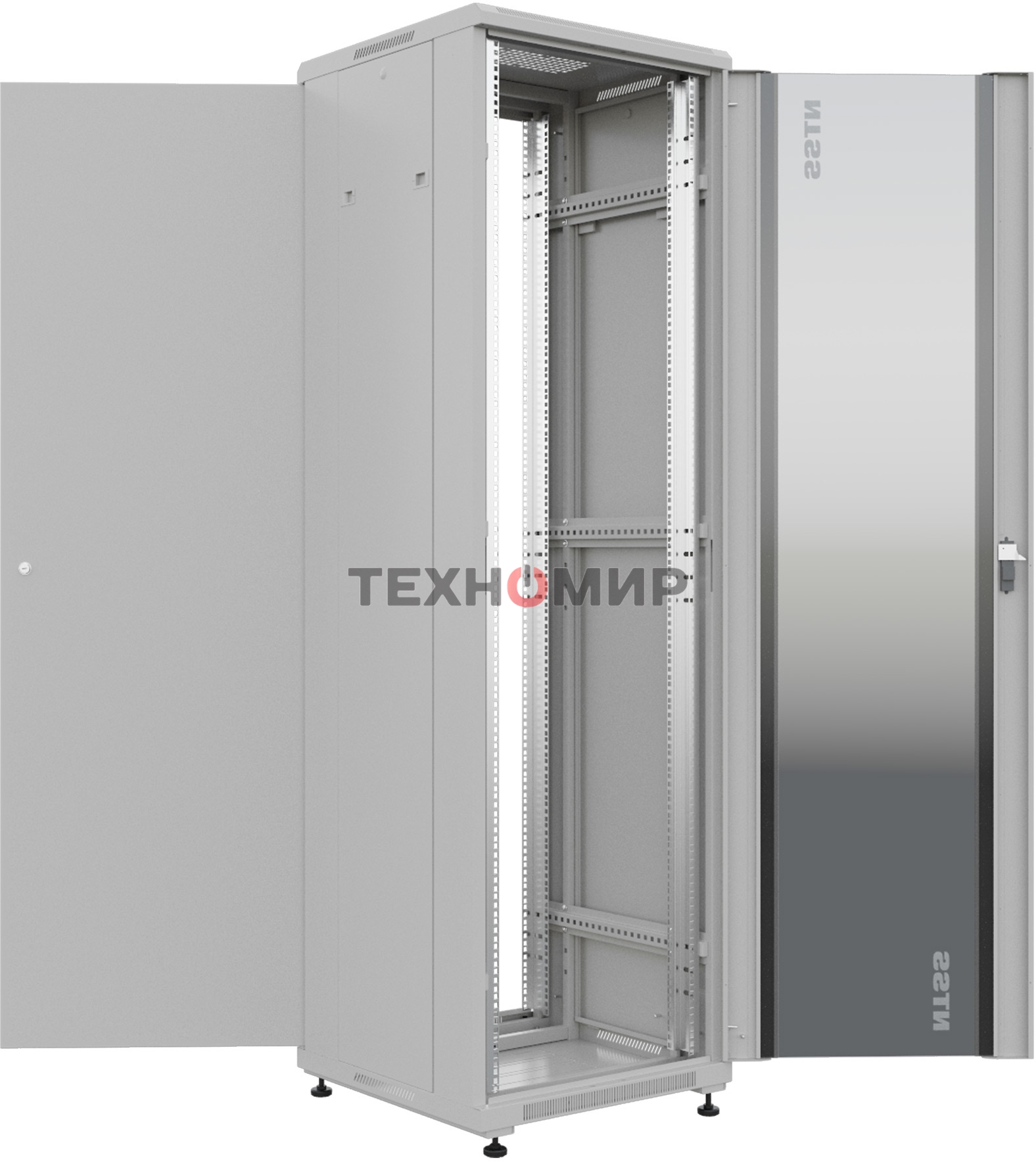 Шкаф серверный NTSS Премиум (NTSS-R22U6060GS) напольный 22U 600x600 мм пер. дв. стекл. металл 900 кг серый IP20 сталь
