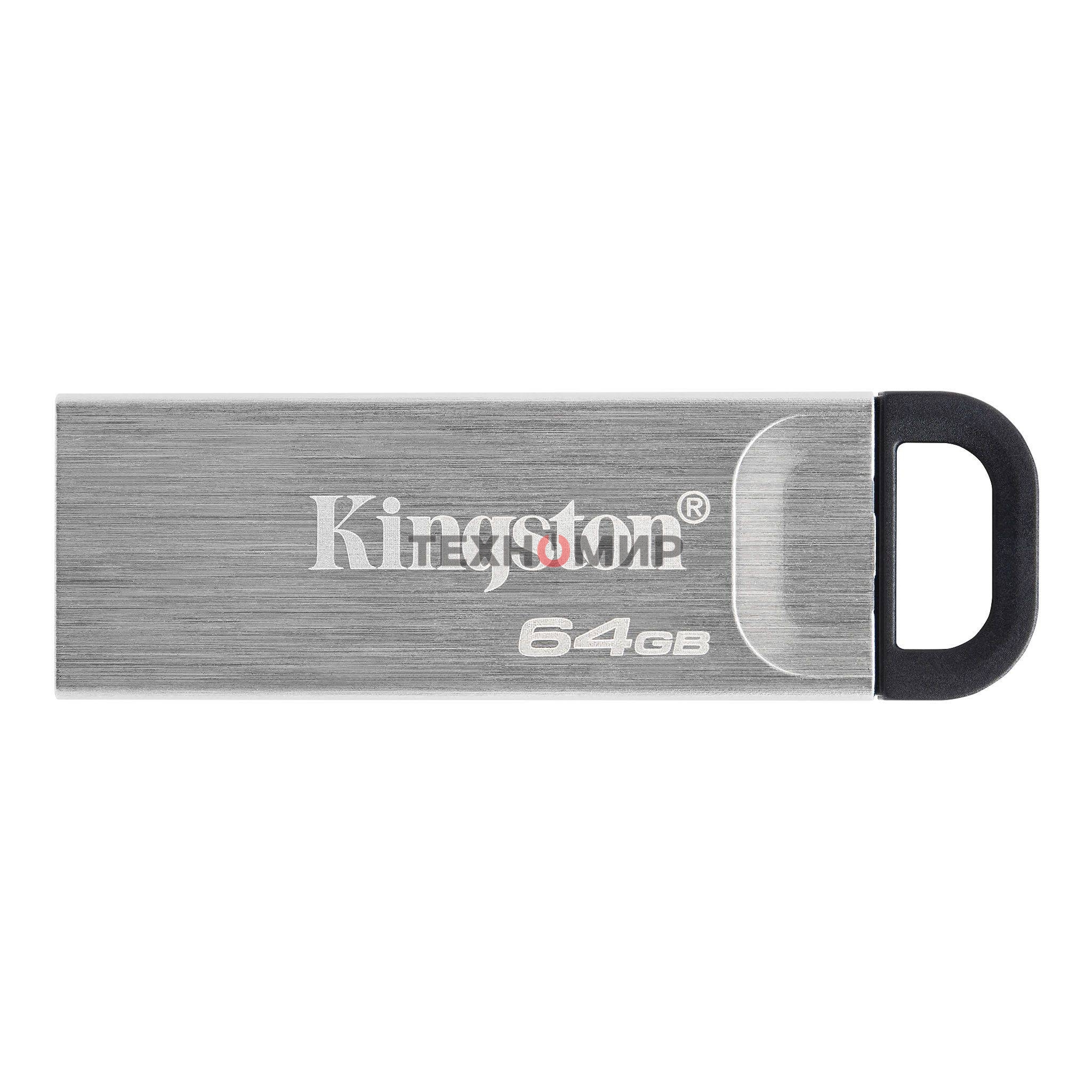 Флешка USB Kingston KYSON (DTKN/64GB), 64Gb, USB 3.2 Gen 1, R/W 200/60, серебристый/черный