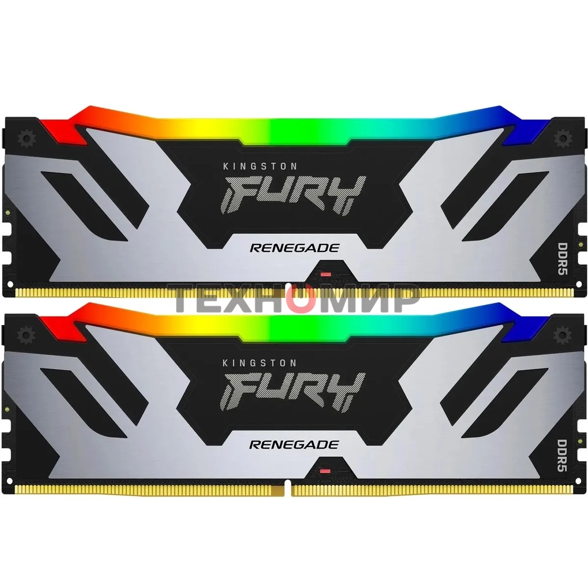 Оперативная память Kingston Fury Renegade, DDR5, 96Gb (2x48Gb), 6400MHz, CL32, DIMM, с радиатором, RGb, серебристый