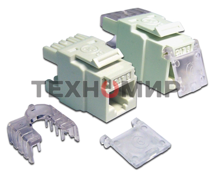 Модуль Keystone, RJ45, кат.6, UTP, 180 градусов, со шторкой, белый