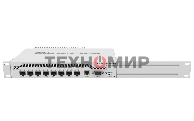 Коммутатор MikroTik CRS309-1G-8S+IN 8 SFP+, dual-core 800MHz CPU, 512MB RAM, POE, RS232 serial port