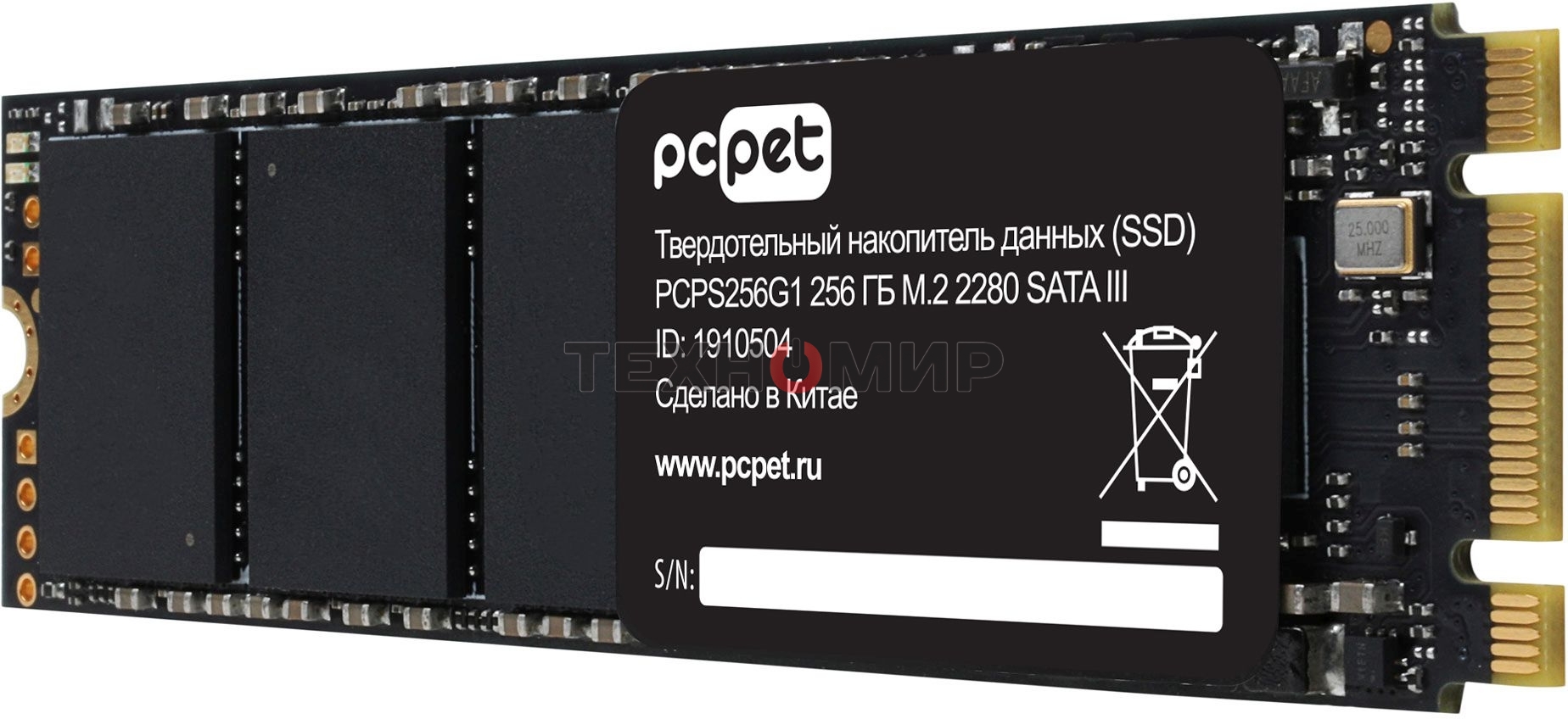 Накопитель SSD PC PET PCPS256G1, 256Gb, SATA-III, M.2 2280, R/W 500/420