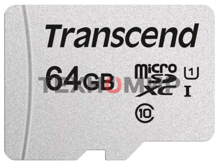 Флеш карта Micro SecureDigital 64Gb Transcend Class 10 TS64GUSD300S-A MicroSDXC Class 10 UHS-I, SD adapter