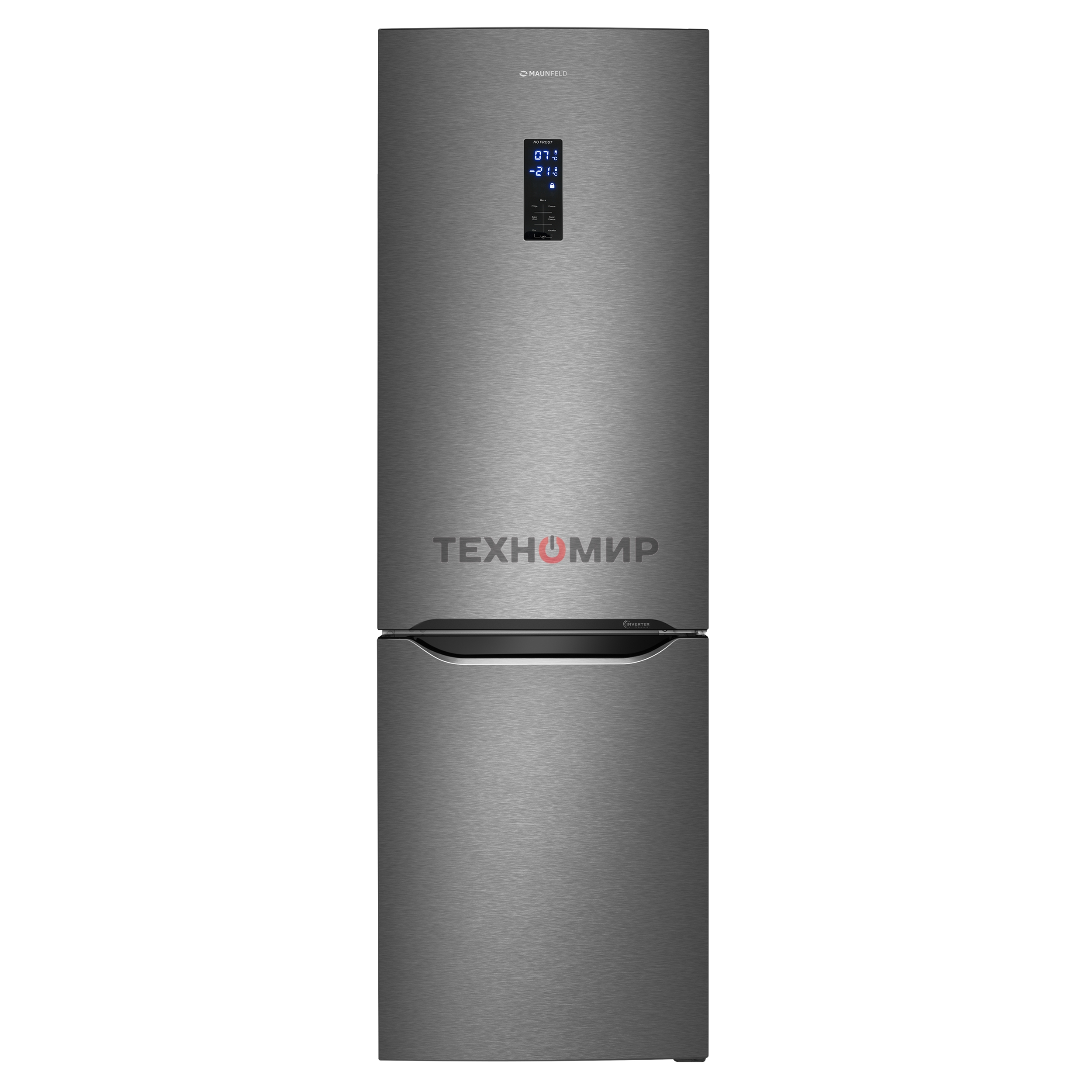 Холодильник Maunfeld MFF187NFIX10 нержавеющая сталь двухкамерный 232/98л морозилка снизу