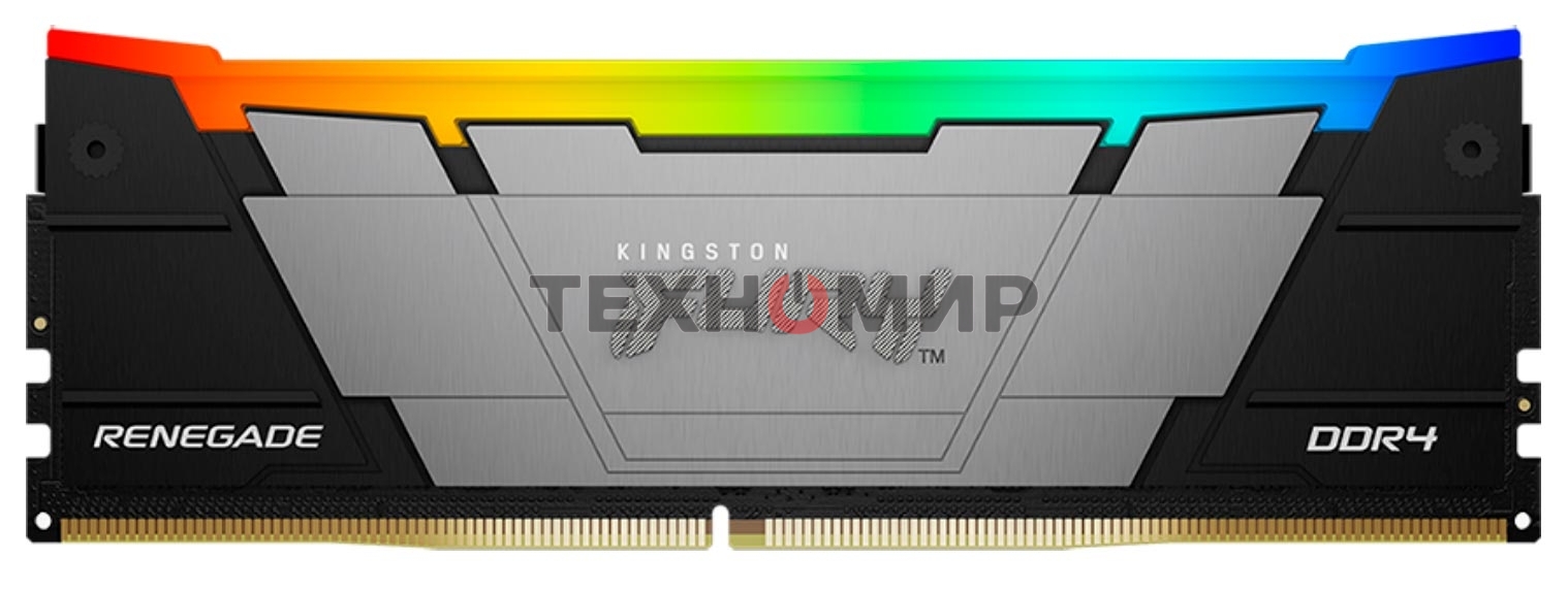 Оперативная память Kingston Fury Renegade, DDR4, 32GB (1x32GB), 3200MHz, CL16, DIMM, с радиатором, RGB, серебристый/черный