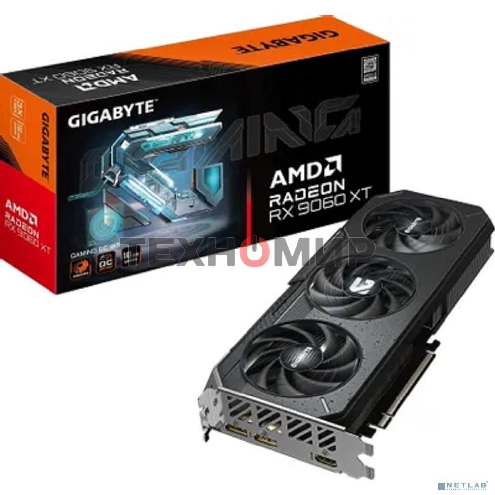 Видеокарта Gigabyte PCI-E 5.0 GV-R9060XTGAMING OC-16GD 1.0 AMD Radeon RX 9060XT 16Gb 128bit GDDR6 2210/20000 HDMIx2 DPx2 HDCP Ret