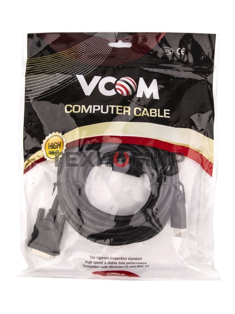 Кабель HDMI AM/DVI(24+1)M, 5м, CU, 1080P@60Hz, 2F, VCOM CG484GD-5M