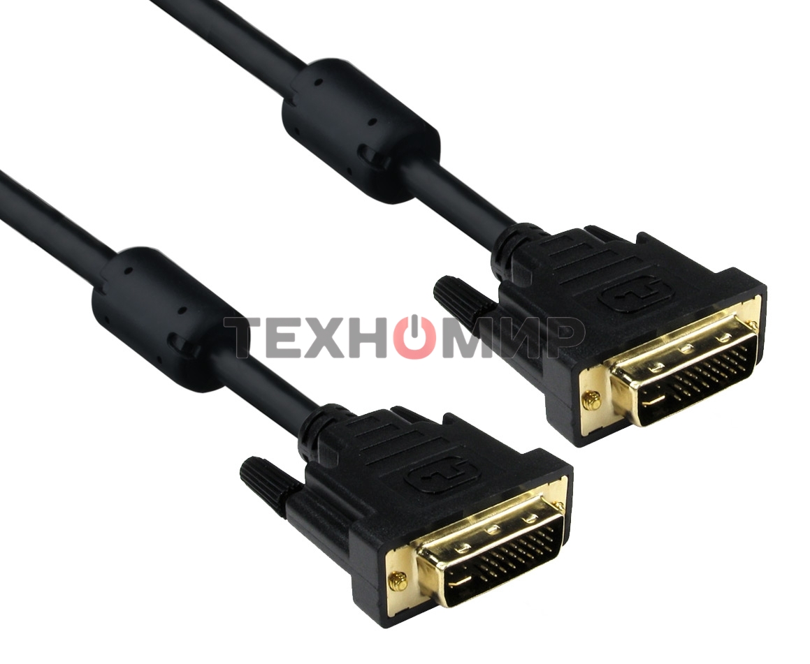 Кабель ExeGate EX191095RUS DVI dual link (25M-25M) 3м ExeGate, 2 фильтра, позолоченные контакты