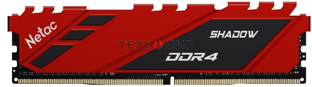 Оперативная память NETAC Shadow, DDR4, 16GB (1x16GB), 3200MHz, CL16, DIMM, с радиаторами, красный