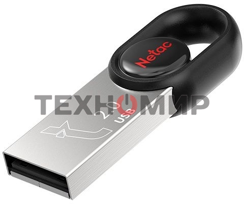 Флешка USB Netac UM2 (NT03UM2N-032G-20BK), 32Gb, USB 2.0, R/W 100/40, серебристый/черный