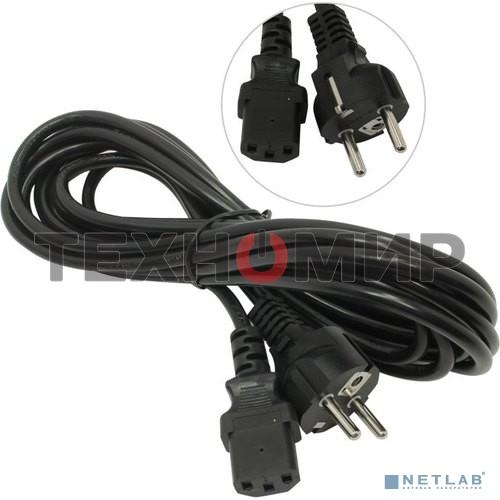 Кабель питания ExeGate Special PC-5S (Евровилка Schuko->С13) 3*0.75, CCA, черный, 5м