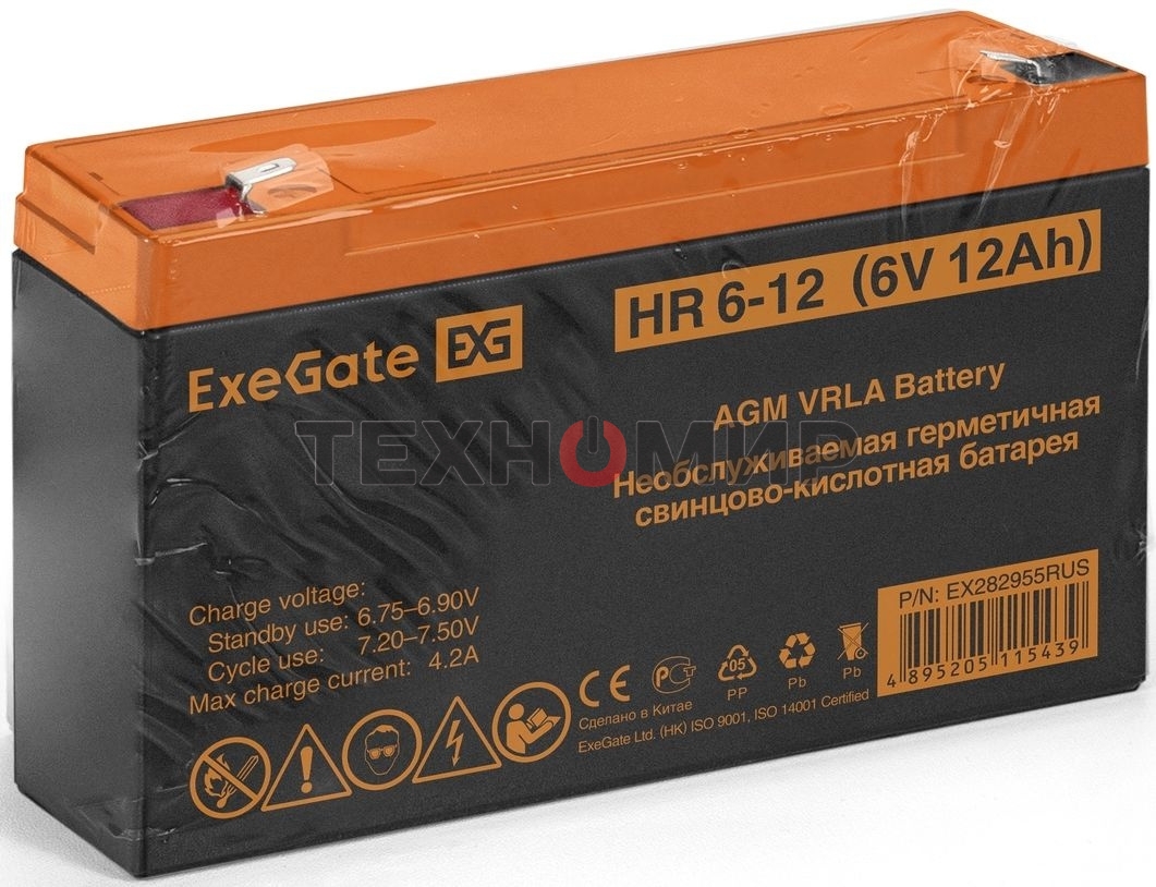 Батарея для ИБП ExeGate HR 6-12 (6V 12Ah), клеммы F1