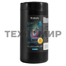 Чистящие салфетки Defender для экранов всех типов/нетканый материал/антистатик/туба/100 шт/Россия.