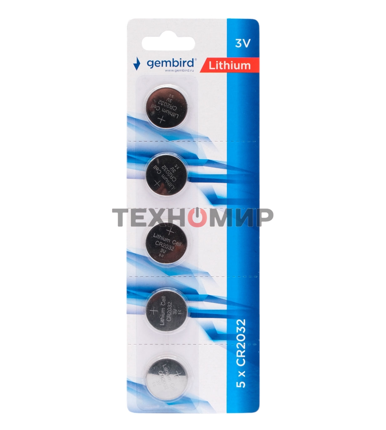 Батарейки литиевые Gembird Gb-CR2032-5B тип CR2032, 5шт, блистер