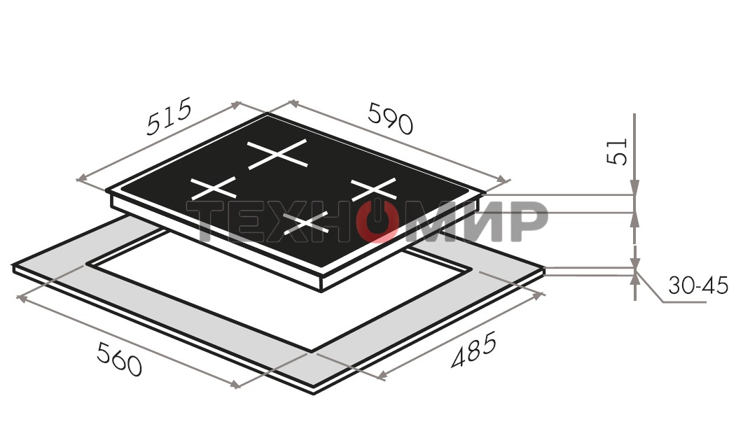 Газовая варочная панель Maunfeld EGHG.64.23CB/G, 4 конфорки, закаленное стекло, черный