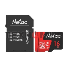 Флеш карта NeTac MicroSD card P500 Extreme Pro 16Gb, retail version w/SD adapter