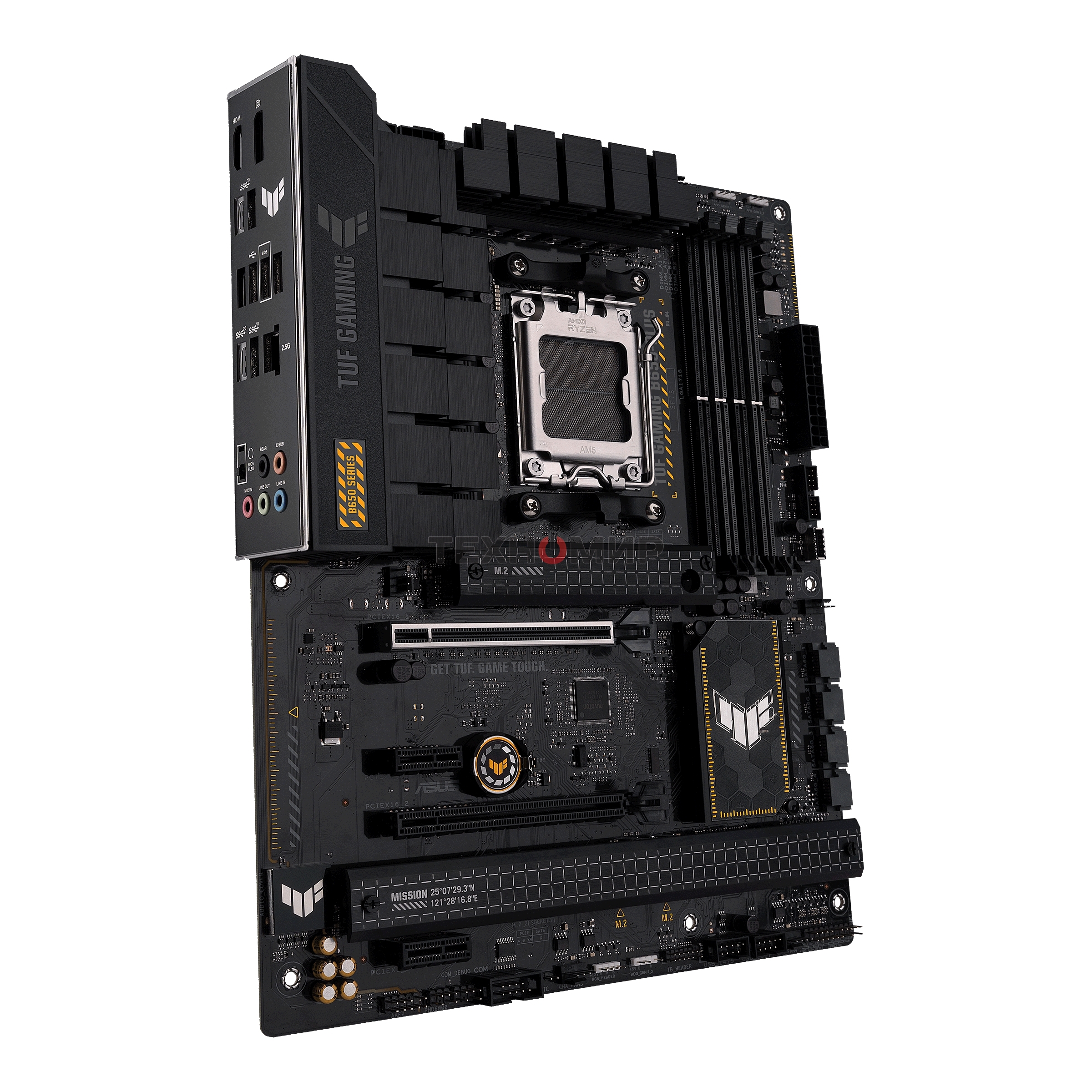 Материнская плата ASUS TUF GAMING B650-PLUS, AM5, AMD B650, 4xDDR5, 4xSATA, 3xM.2, 1xPCI-E 4.0 x16, 1xPCI-E 4.0 x4, 2xPCI-E x1, 1xHDMI, 1xDP, 1x 2.5Gb LAN, 2xUSB-A 3.2 Gen 2, 1xUSB-A 3.2 Gen 2x2, 1xUSB-C 3.2 Gen 2, 5x3.5 мм, 7.1, ATX