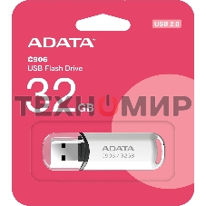 Флешка USB ADATA C906 (AC906-32G-RWH), 32Gb, USB 2.0, R/W 15/5, белый