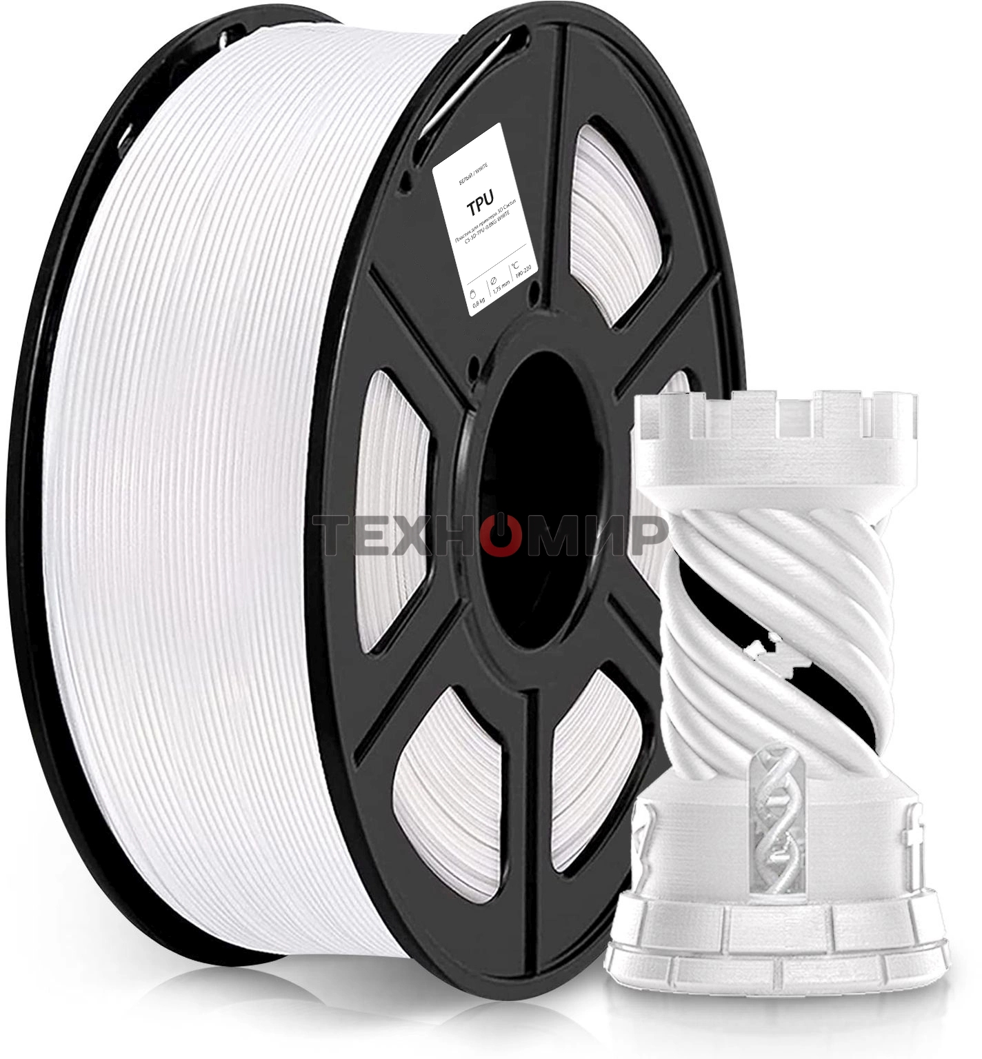 Пластик для принтера 3D Cactus CS-3D-TPU-0.8KG-WHITE TPU d1.75мм 0.8кг 1цв.