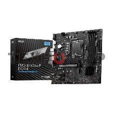 Материнская плата MSI PRO B760M-P DDR4, LGA 1700, Intel B760, 4xDDR4, 4xSATA, 2xM.2, 1xPCIe 4.0 x16, 2xPCIe 3.0 x1, 1xHDMI, 1xDP, 1xVGA, 1x1Gb LAN, 4xUSB-A 2.0, 1xUSB-A 3.2 Gen 1, 1xUSB-C 3.2 Gen 2, 3x3.5 мм, 7.1, mATX