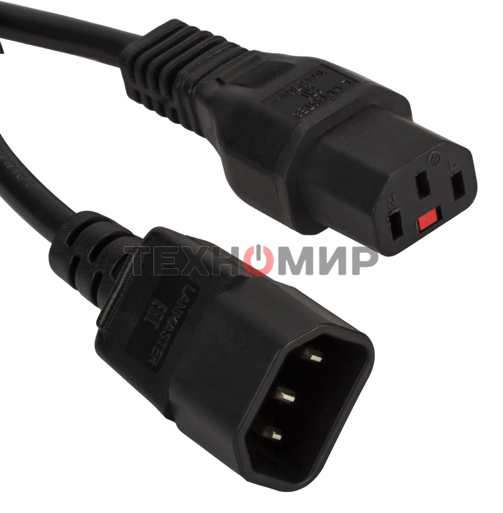 Шнур питания Lanmaster C13-C14, 3х0.75, 220В, 10А, черный, 1.8 метра