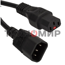 Шнур питания Lanmaster C13-C14, 3х0.75, 220В, 10А, черный, 1.8 метра
