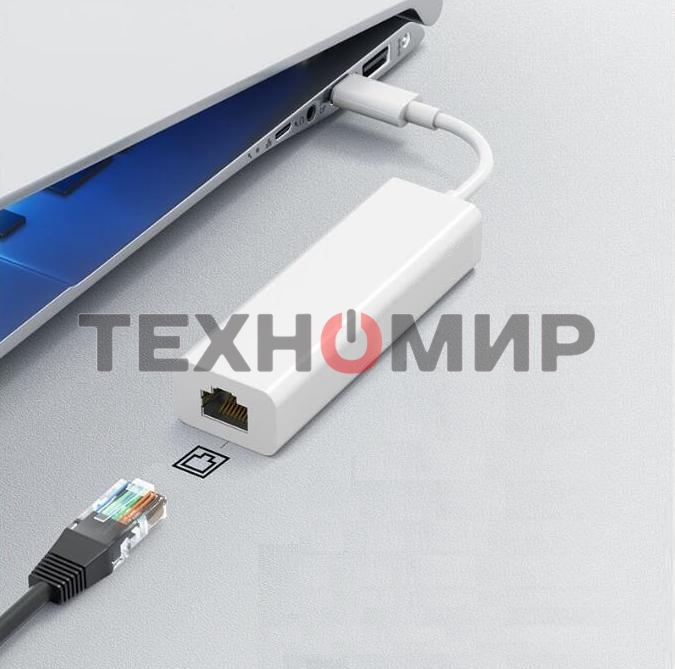 Адаптер GoPower Type-C (m)-RJ-45 (f) 100 мб/с белый (1/100)