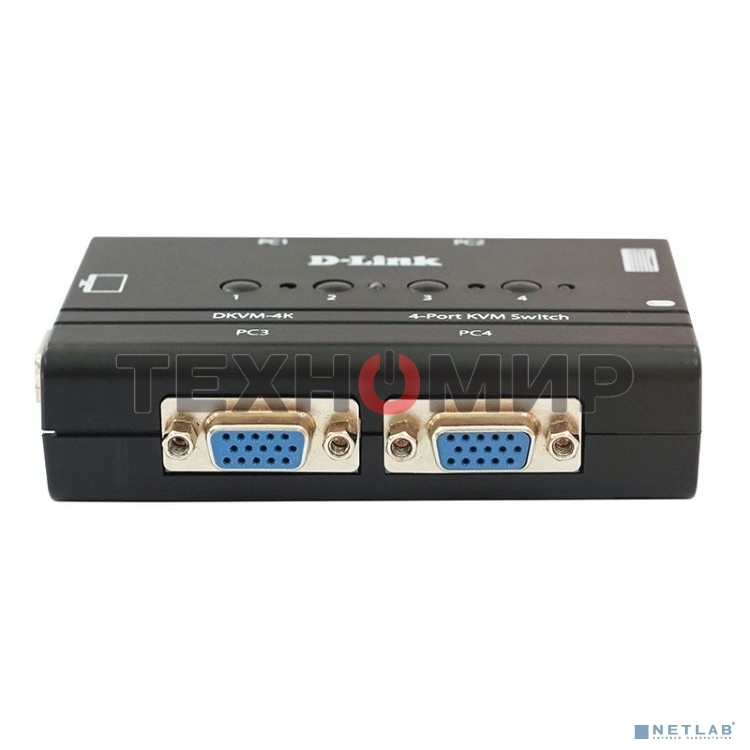 Переключатель KVM D-link DKVM-4K/B3A 4-портовый KVM-переключатель с портами VGA и PS/2