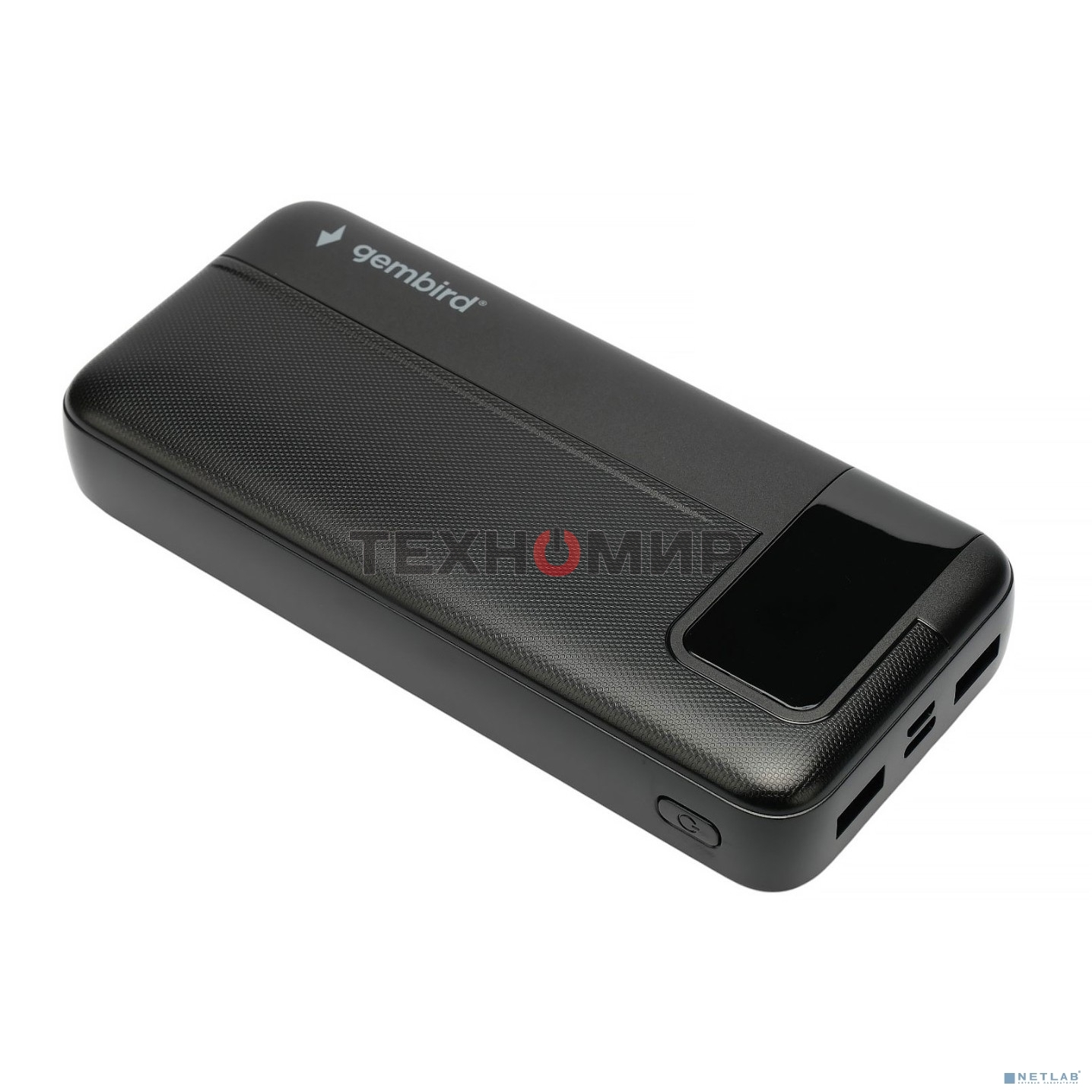 Портативный аккумулятор Gembird GPB-20Q, 20000мА·ч, QC/PD, дисплей, черный