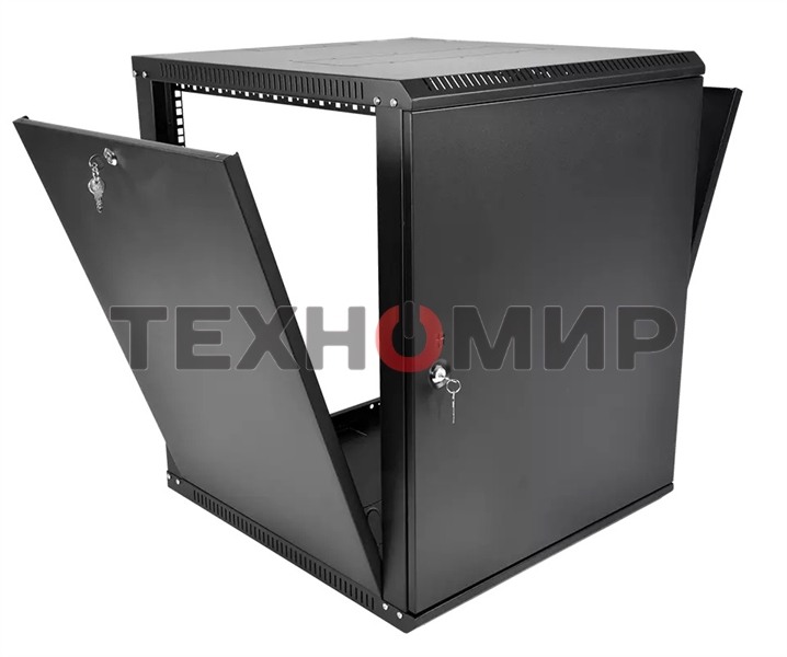 Шкаф телекоммуникационный настенный разборный ЦМО ЭКОНОМ 12U (600 x 520) дверь металл, черный (ШРН-Э-12.500.1-9005)