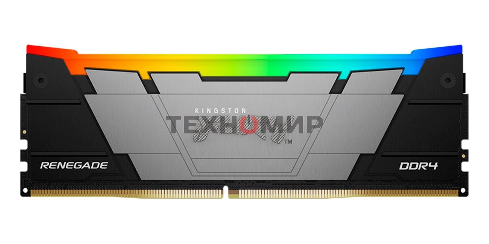 Оперативная память Kingston Fury Renegade, DDR4, 32Gb (4x8GB), 3600MHz, CL16, DIMM, с радиаторами, RGB, серебристый/черный
