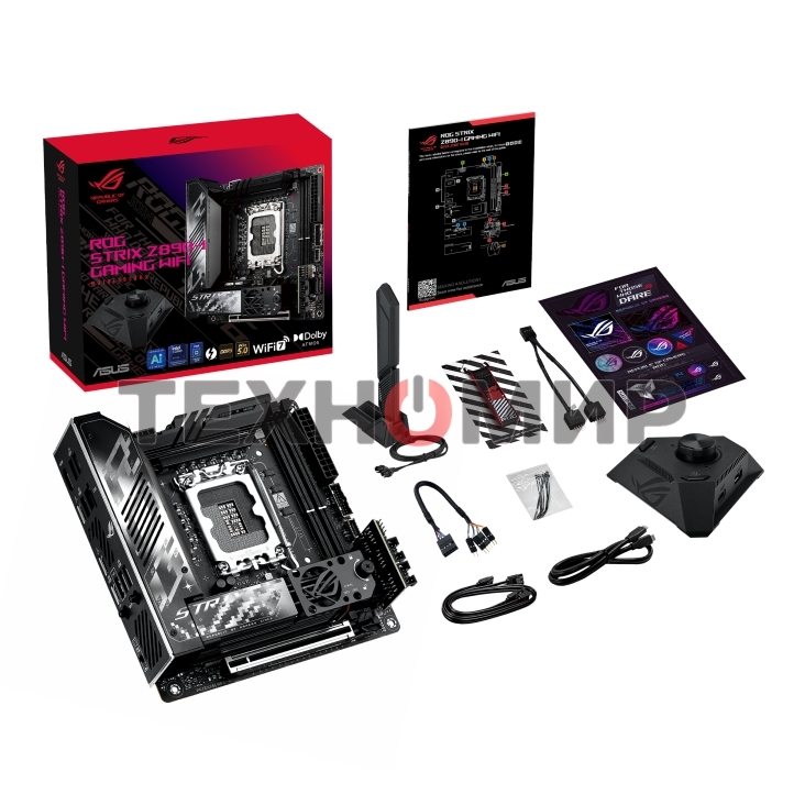 Материнская плата ASUS ROG STRIX Z890-I GAMING WIFI, LGA1851, Intel Z890, 2xDDR5, 2xSATA, 2xM.2, 1xPCI-E 5.0 x16, 1xHDMI, 2xThunderbolt 4, 1x2.5Gb LAN, 9xUSB-A, 1xUSB-C, 5.1, Mini-ITX