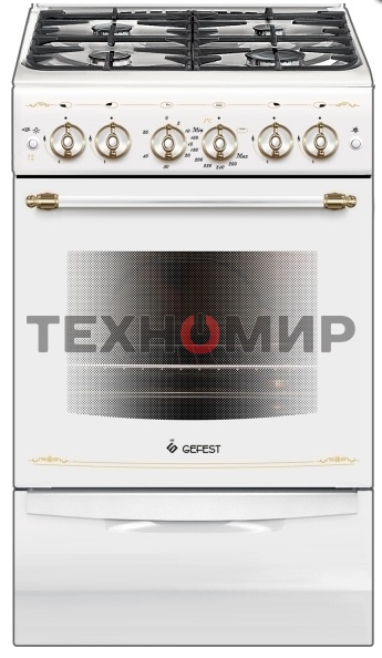 Плита газовая Gefest ПГ 5100-02 0181 белый, конфорок 4 шт, духовка 52 л, 50 см x 85 см x 58.5 см