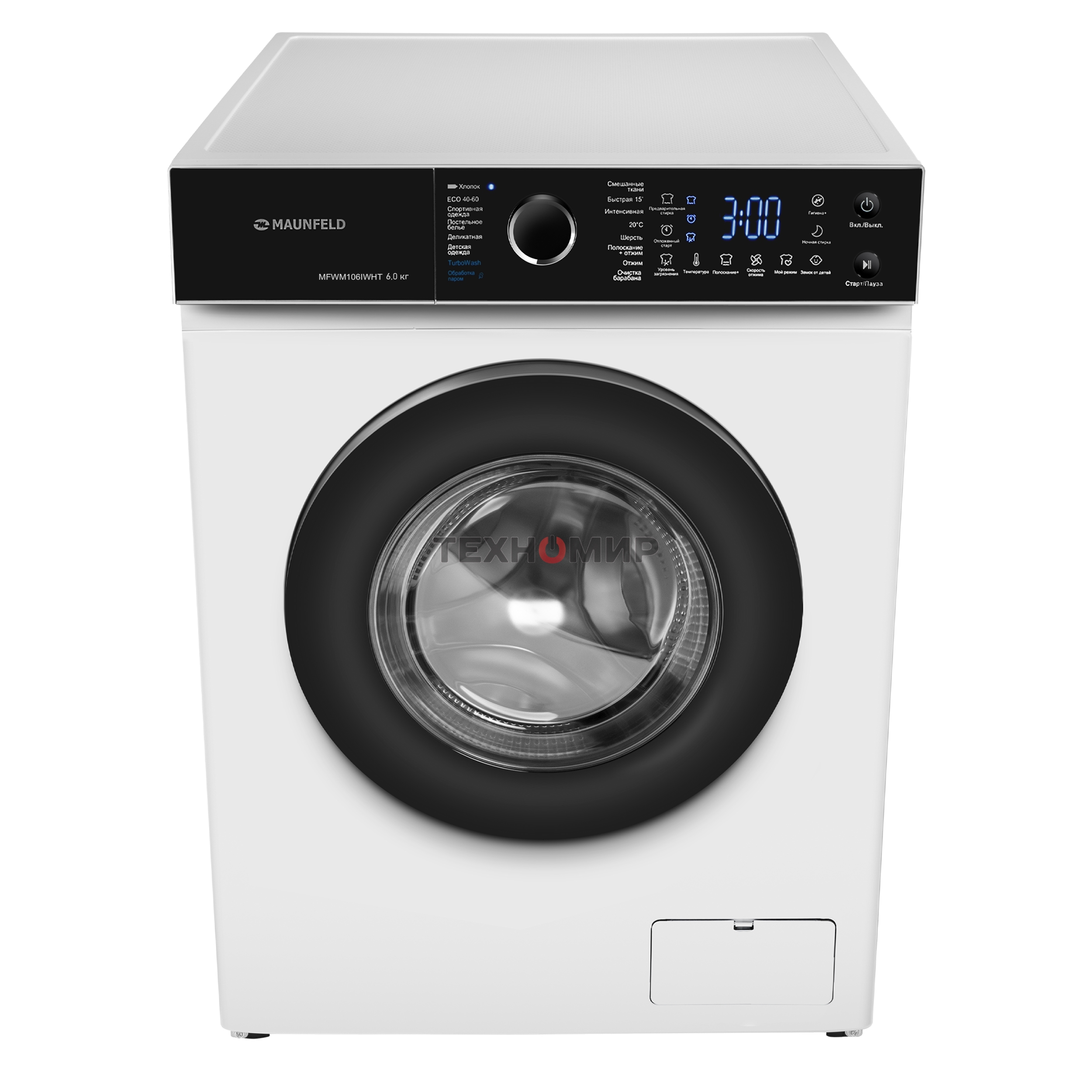 Стиральная машина Maunfeld MFWM106IWHT белый, фронтальная загрузка 6 кг, 1000 об/мин, класс А+++