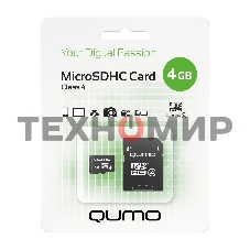 Флеш карта QUMO QM4GMICSDHC4 4Gb MicroSDHC Class 4, SD adapter