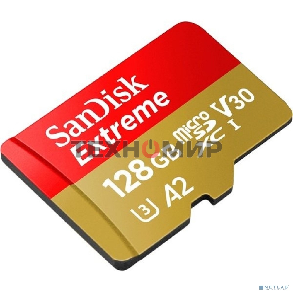 Флеш карта microSD 128Gb SanDisk microSDXC Class 10 UHS-I A2 C10 V30 U3 Extreme 190MB/s