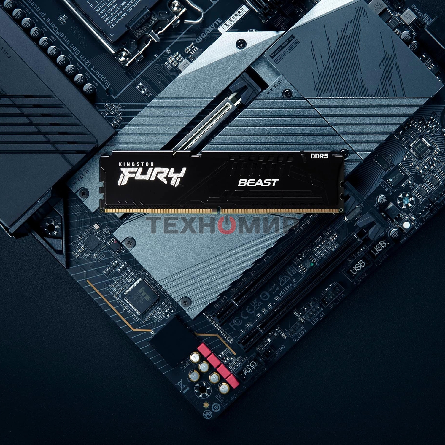 Оперативная память Kingston Fury Beast, DDR5, 16Gb (1x16Gb), 6000MHz, CL30, DIMM, с радиатором, черный