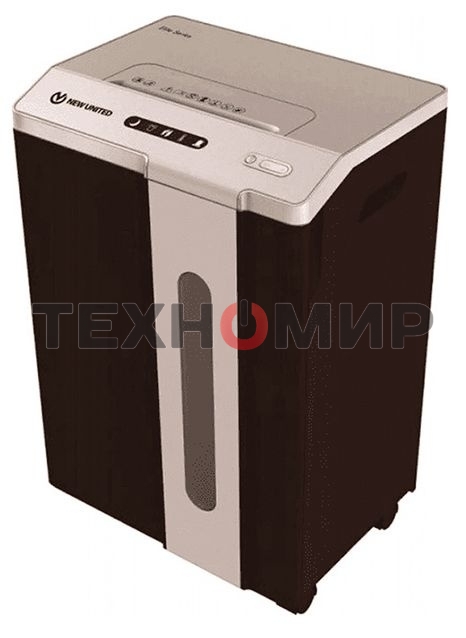 Шредер New United Etalon ET-15M серый (секр.P-5)/перекрестный/15лист./25.6лтр./скрепки/скобы/пл.карты/CD