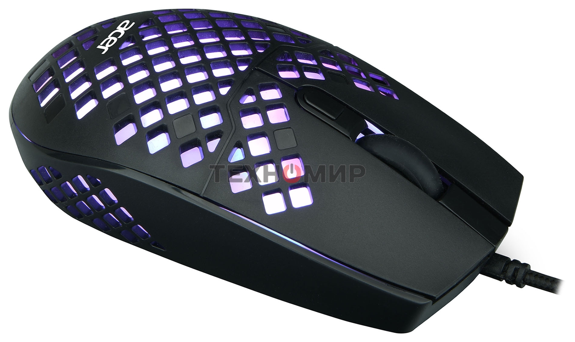 Мышь проводная Acer OMW134 черный, 3200 dpi, USB, кнопки - 6
