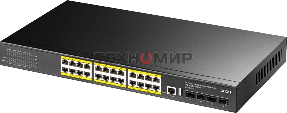 Коммутатор Cudy GS5024PS4 (L3) 24x1Gbит/с 4SFP+ 24PoE+ 400W управляемый