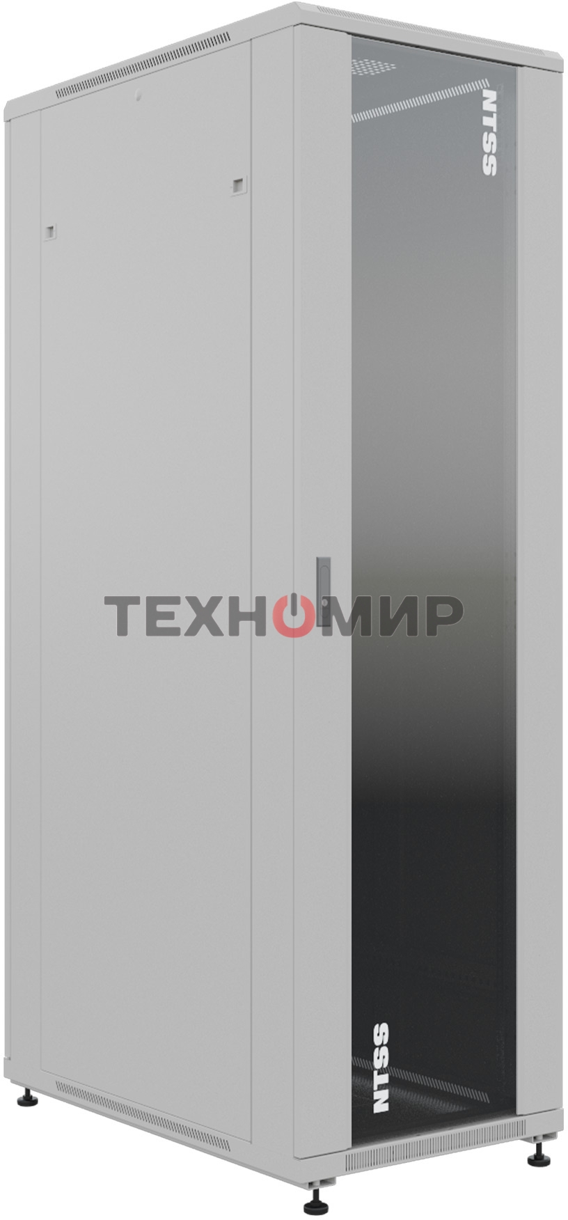 Шкаф серверный NTSS Премиум (NTSS-R42U80100GS) напольный 42U 800x1000 мм пер. дв. стекл. металл 900 кг серый IP20 сталь