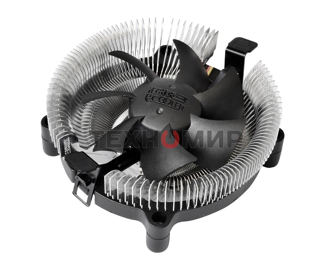 Кулер для процессора PCCooler E80 (65W, 3-pin, 42mm, Al/Cu, -mm, 1x80мм, 29.61CFM, 22dBA, 2000RPM, S: 1851/1700/1200/115X, AM5/AM4, silver, black)