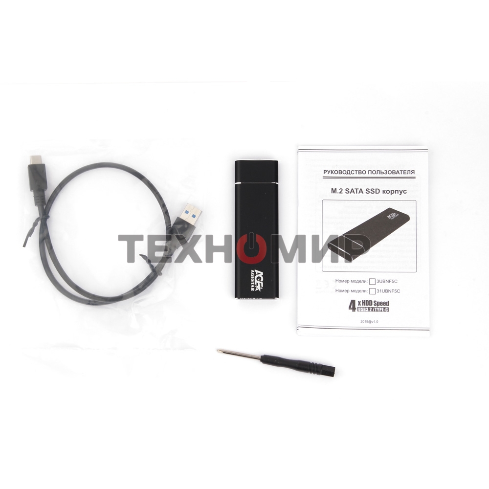 Внешний корпус AgeStar M.2 USB 3.0 NGFF (B-key) AgeStar 3UBNF5C алюминий, черный/серебристый