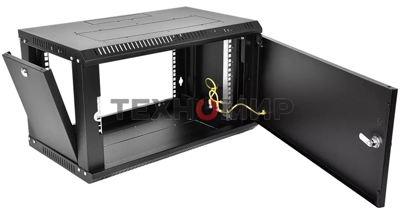 Шкаф телекоммуникационный настенный разборный ЦМО ЭКОНОМ 6U (600 x 350) дверь металл, черный (ШРН-Э-6.350.1-9005)