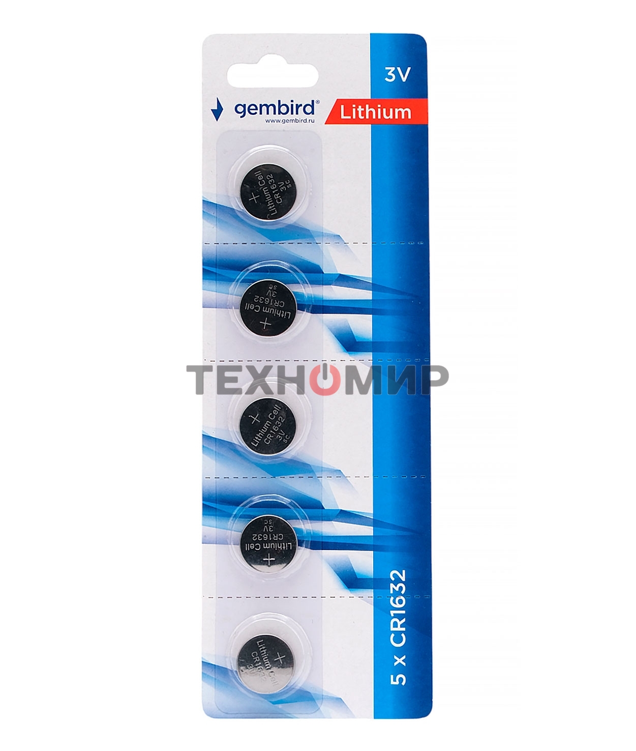 Батарейки литиевые Gembird Gb-CR1632-5B, тип CR1632, 5шт, блистер