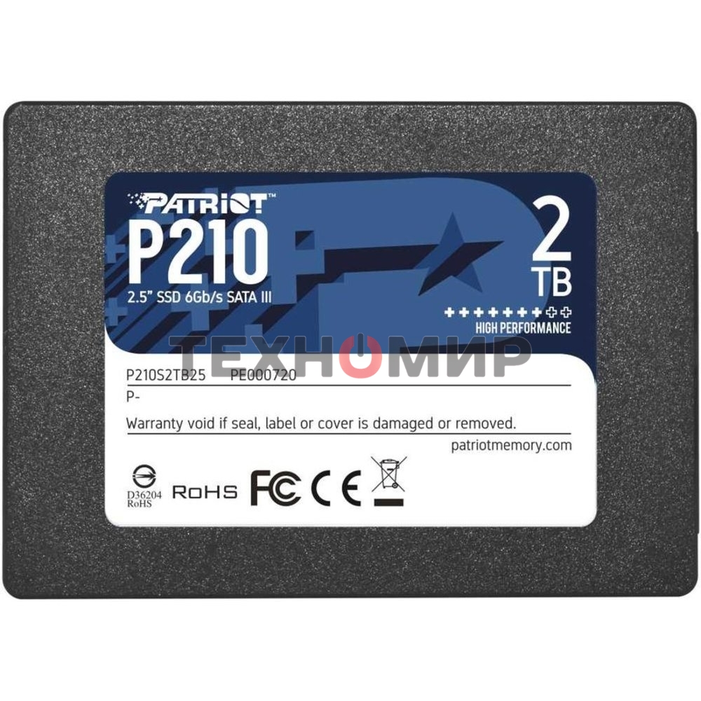 Накопитель SSD Patriot P210, 2Tb, SATA III, 2.5