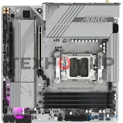Материнская плата GIGABYTE B650M AORUS ELITE AX ICE, AM5, AMD B650, 4xDDR5, 4xSATA, 2xM.2, 1xPCIe 4.0 x16, 1xPCIe 4.0 x4, 1xDP, 1xHDMI, 1x2.5Gb LAN, Wi-Fi 6E, Bluetooth 5.3, S/PDIF, 2xUSB-C 10Gbps, 2xUSB-A 10Gbps, 5xUSB-A 5Gbps, 4xUSB-A 2.0, 2x3.5 мм, 7.1