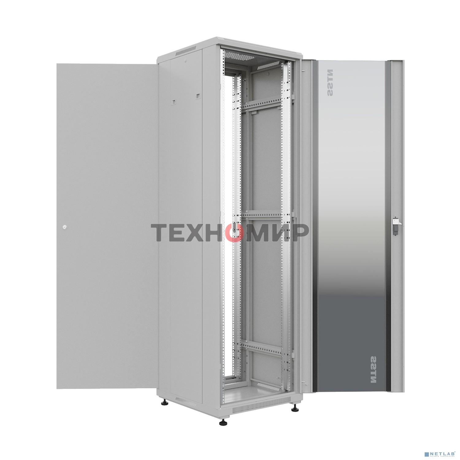 Шкаф коммутационный NTSS Премиум (NTSS-R18U6060GS) напольный 18U 600x600 мм пер. дв. стекл металл 900 кг серый 510 мм 903 мм IP20