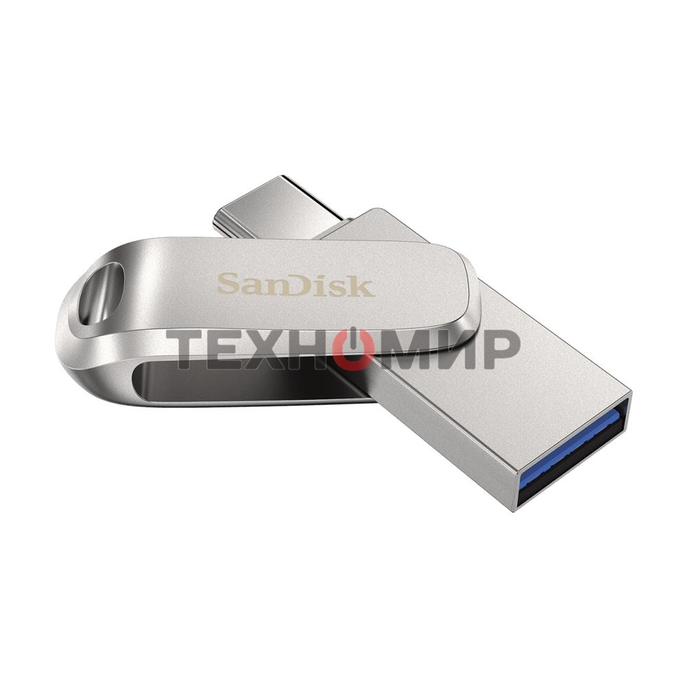Флешка USB SanDisk Ultra Dual Luxe (SDDDC4-256G-G46), 256Gb, USB 3.2/USB Type-C, R/W 150/40, серебристый